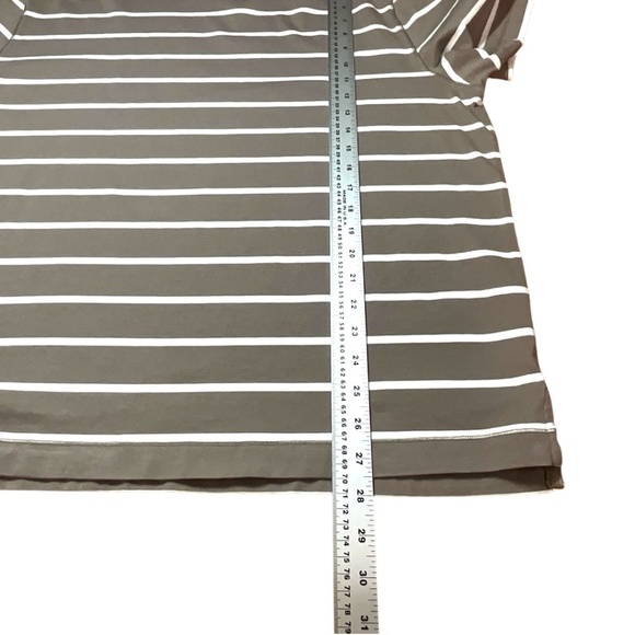 BANANA REPUBLIC ‘Authentic Tee’ 100% Supima Cotton Beige White Stripe Unisex XL - Picture 7 of 9